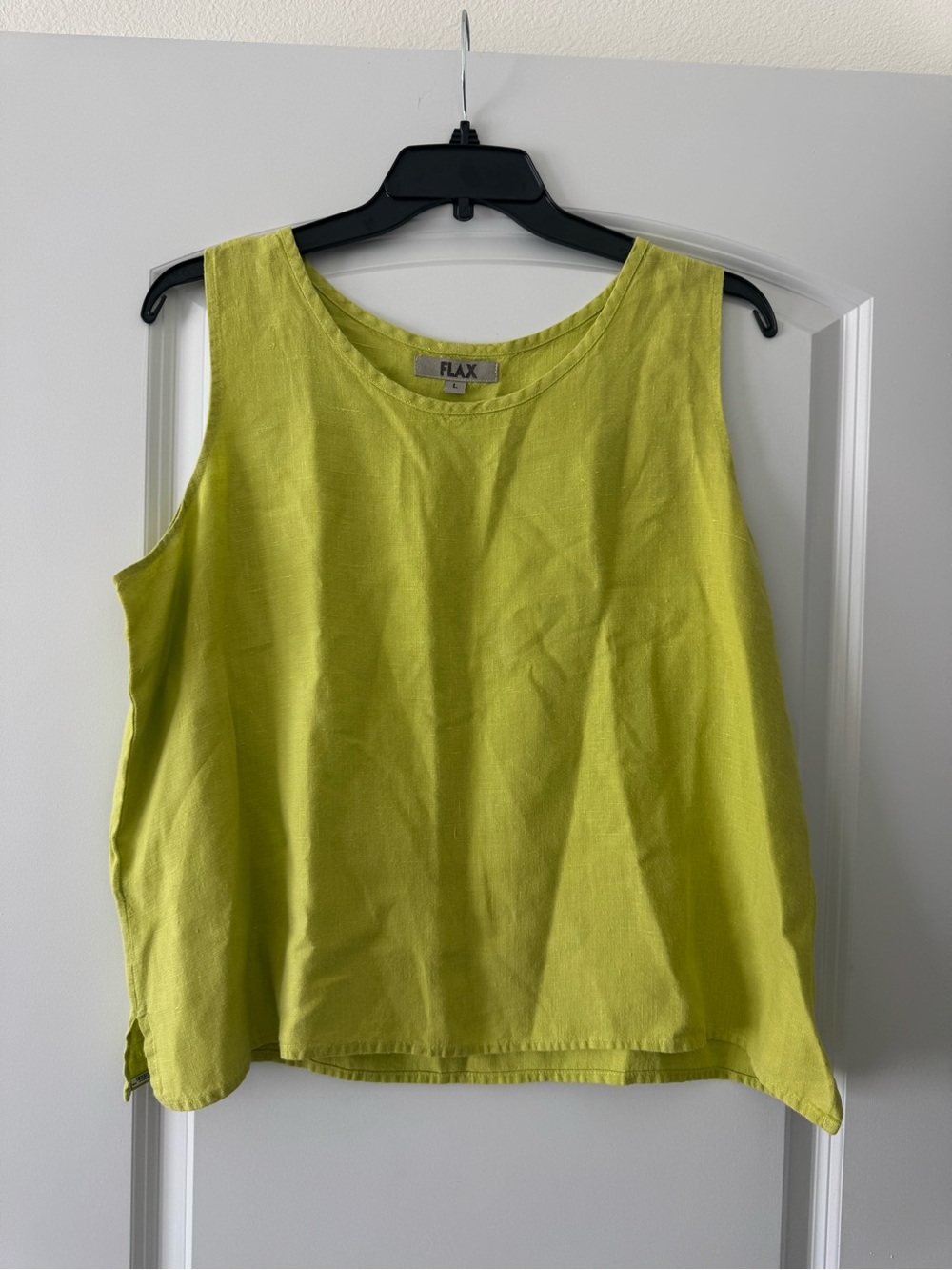 Flax Boxy Oversized Green 100% Linen Sleeveless Tank Top Size L